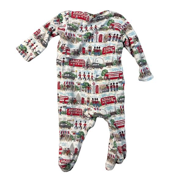 Cath Kids Pajama Baby Size 6-12 Months One Piece London England Bus Zipper Soldi - Picture 9 of 9
